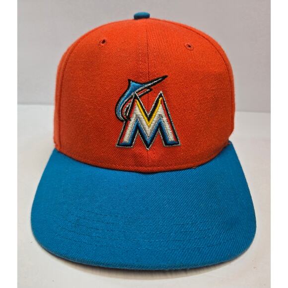 Miami Florida Marlins 47 Brand Forty Seven Baseball SNAP Cap Orange MLB Hat KIDS - Picture 1 of 6